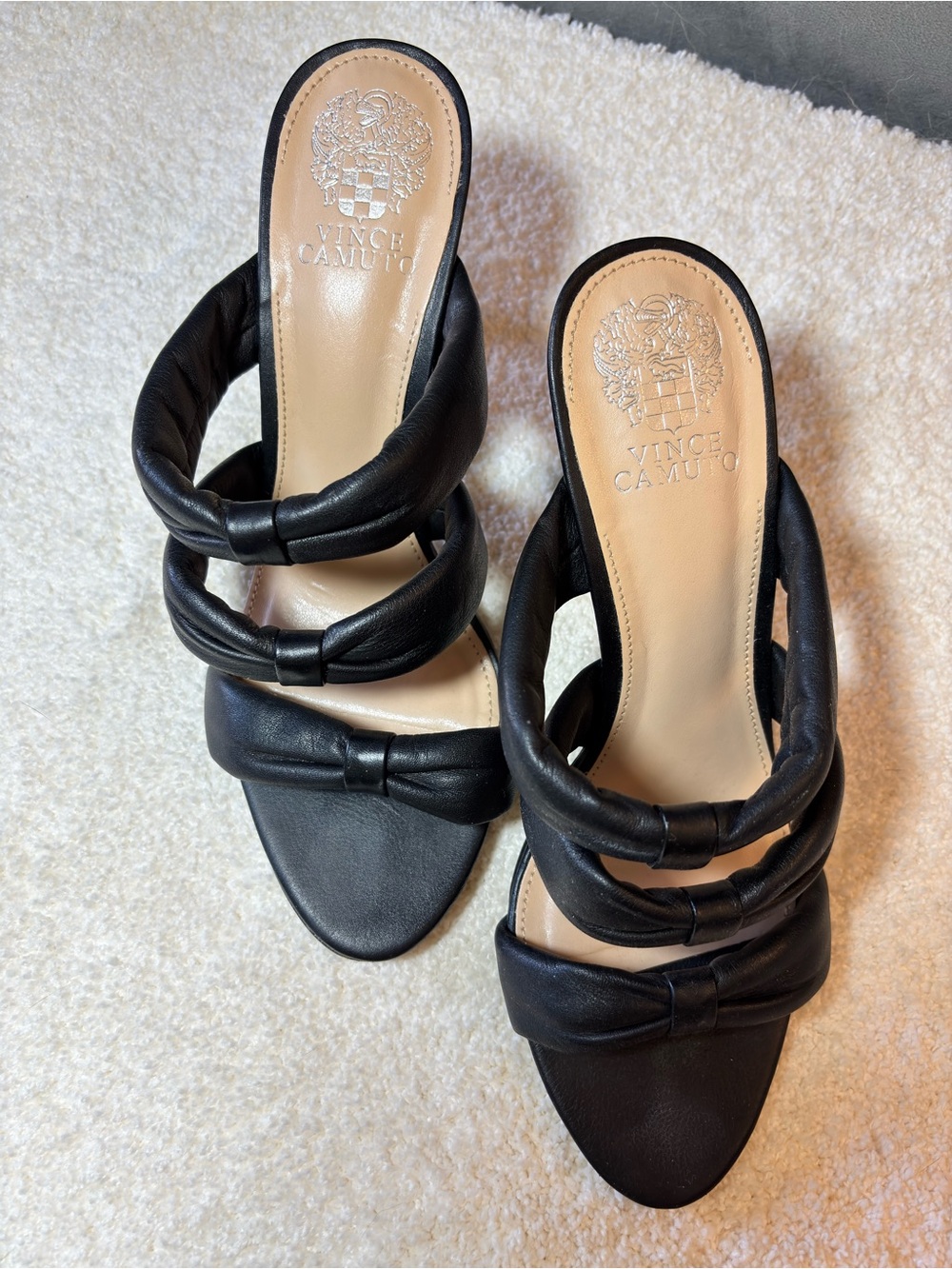 Vince Camuto Black Padded-strap Slide Mules